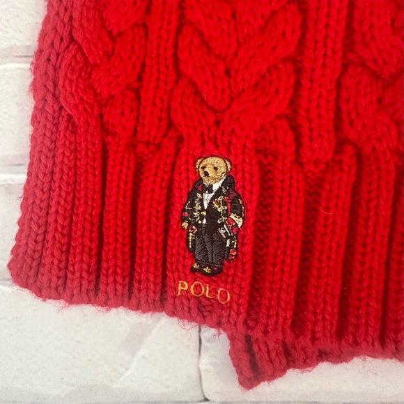 Polo by Ralph Lauren Red Cable Knit Scarf - Picture 2 of 3